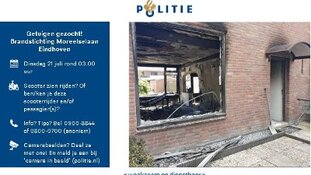 Getuigen en camerabeelden gezocht brandstichting Moreelselaan Eindhoven