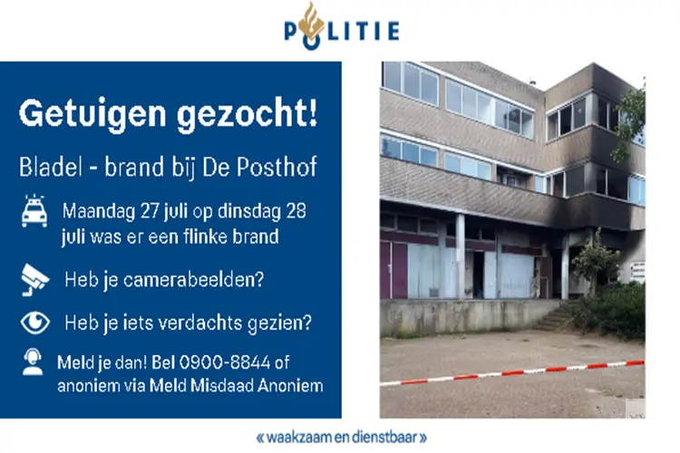 Getuigenoproep brand De Posthof in Bladel