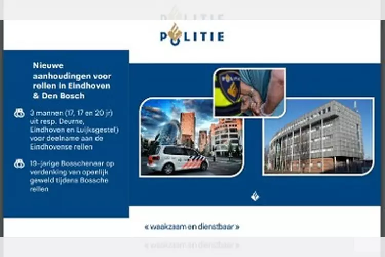 Nieuwe aanhoudingen voor rellen in Eindhoven & Den Bosch
