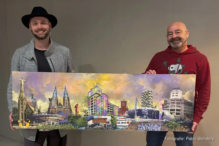 De skyline van Eindhoven gevangen met een modern tintje